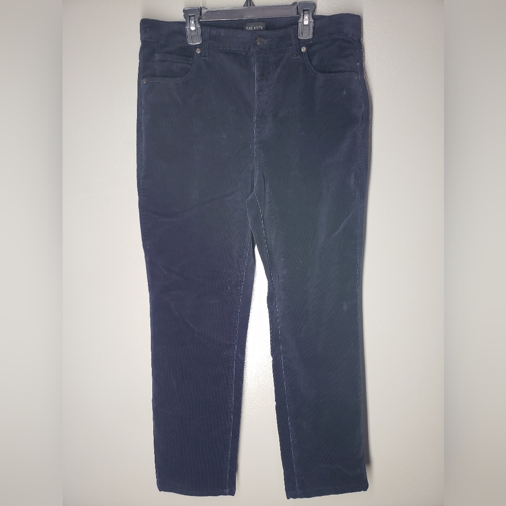 Talbots Womens Corduroy Straight Leg Pants Black Size 10 2023 Cotton Spandex